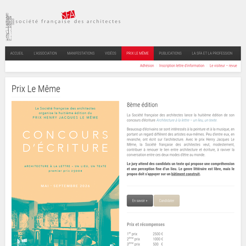 Capture d'écran du site de l'annonce