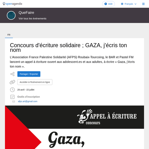 Capture d'écran du site de l'annonce
