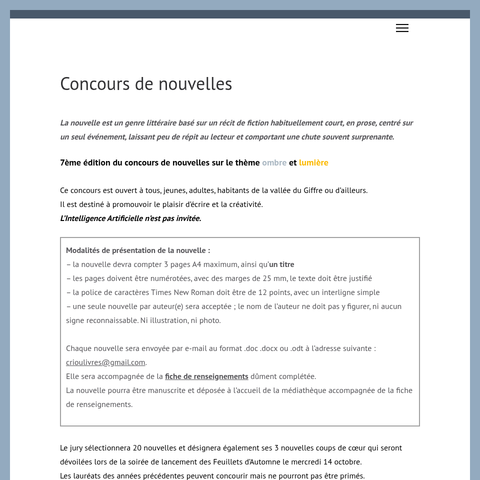 Capture d'écran du site de l'annonce