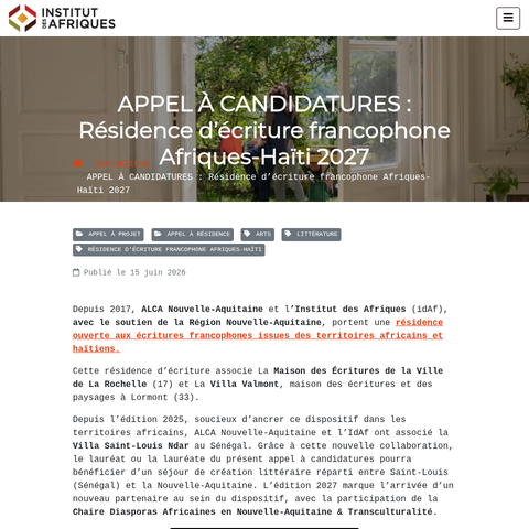 Capture d'écran du site de l'annonce