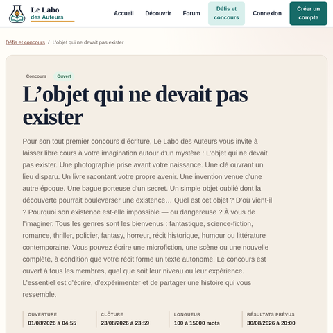 Capture d'écran du site de l'annonce