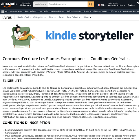 Capture d'écran du site de l'annonce