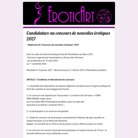 Capture d'écran du site de l'annonce