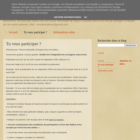 Capture d'écran du site de l'annonce