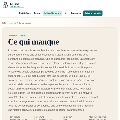 Capture d'écran du site de l'annonce