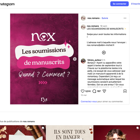 Capture d'écran du site de l'annonce