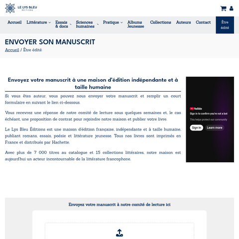 Capture d'écran du site de l'annonce