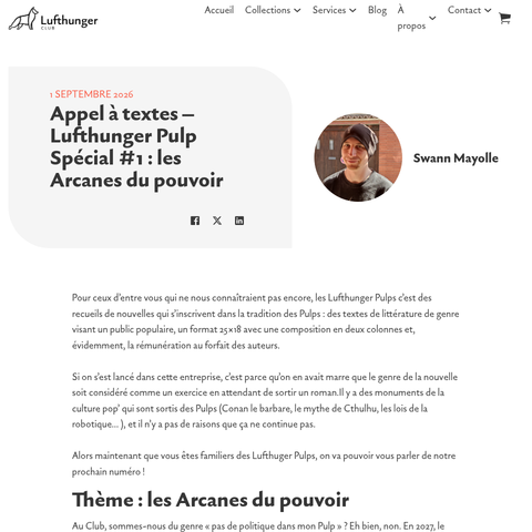 Capture d'écran du site de l'annonce