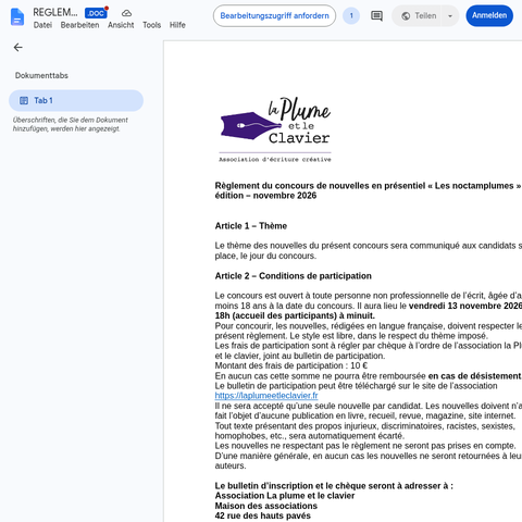 Capture d'écran du site de l'annonce