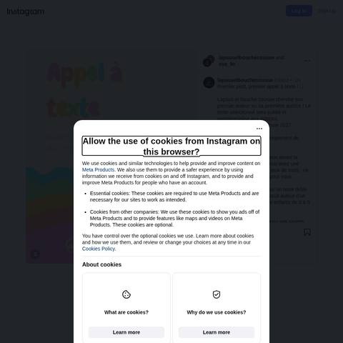 Capture d'écran du site de l'annonce