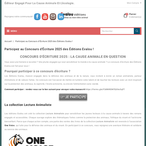 Capture d'écran du site de l'annonce