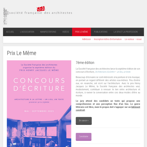 Capture d'écran du site de l'annonce