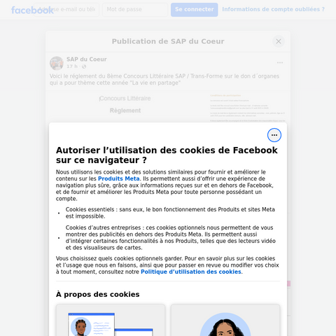 Capture d'écran du site de l'annonce