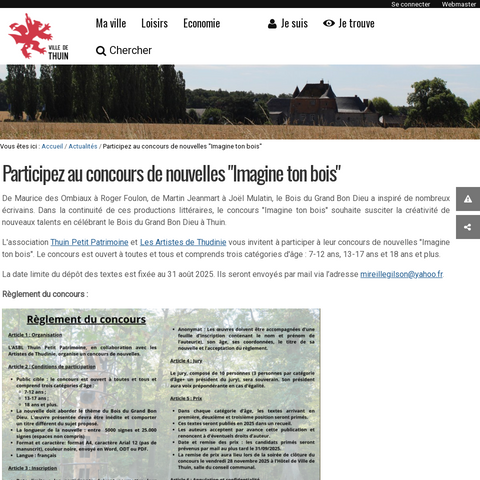 Capture d'écran du site de l'annonce