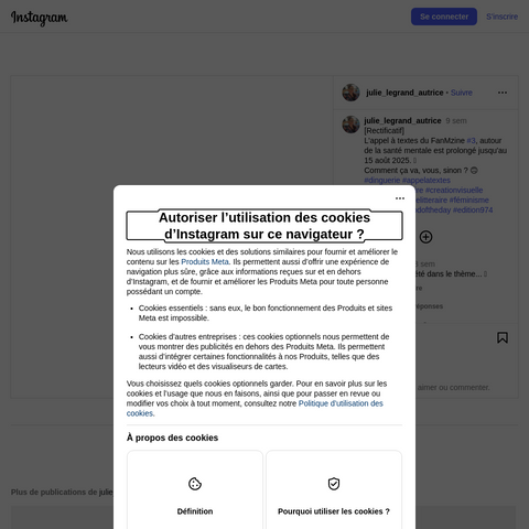 Capture d'écran du site de l'annonce
