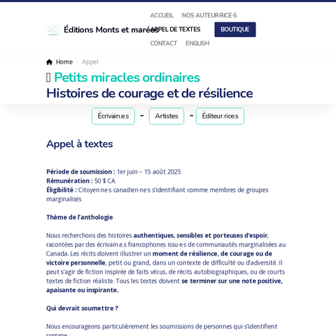 Capture d'écran du site de l'annonce