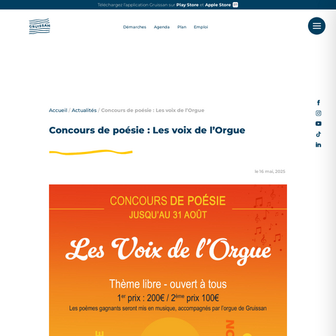 Capture d'écran du site de l'annonce
