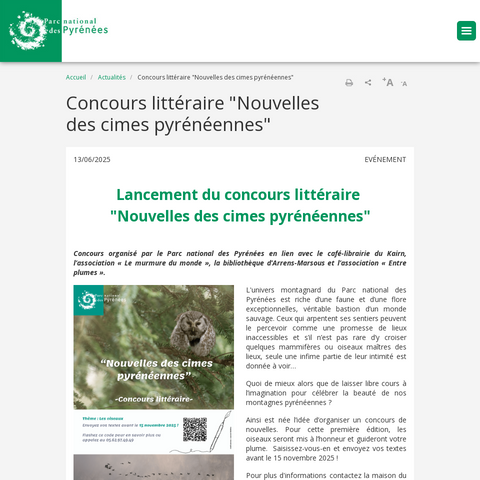 Capture d'écran du site de l'annonce
