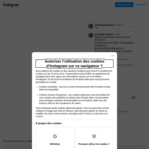 Capture d'écran du site de l'annonce