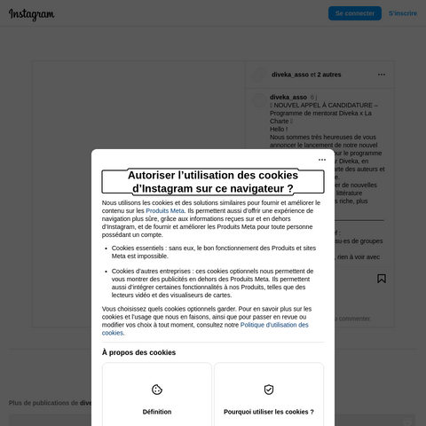 Capture d'écran du site de l'annonce