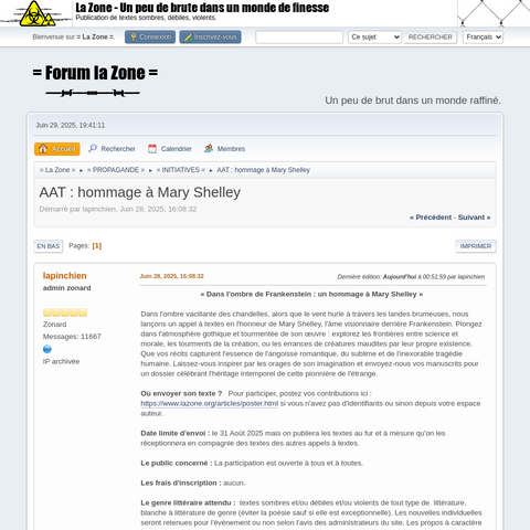Capture d'écran du site de l'annonce