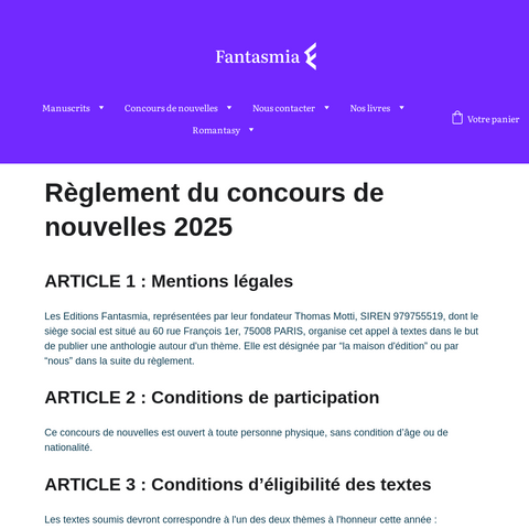 Capture d'écran du site de l'annonce