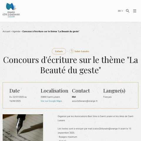 Capture d'écran du site de l'annonce