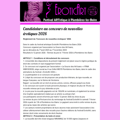 Capture d'écran du site de l'annonce