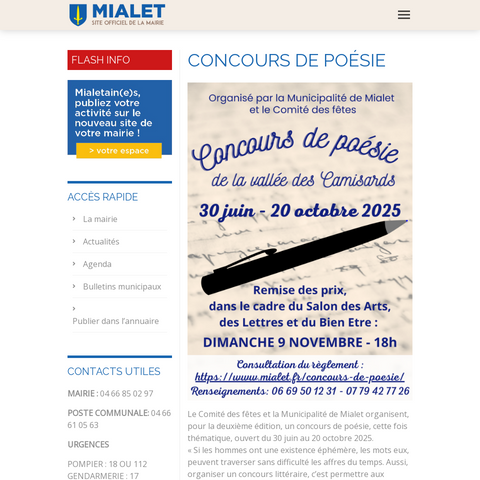 Capture d'écran du site de l'annonce