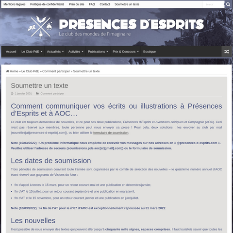Capture d'écran du site de l'annonce