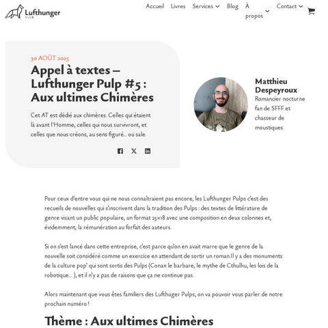 Capture d'écran du site de l'annonce
