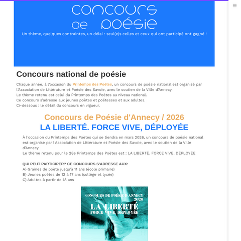 Capture d'écran du site de l'annonce