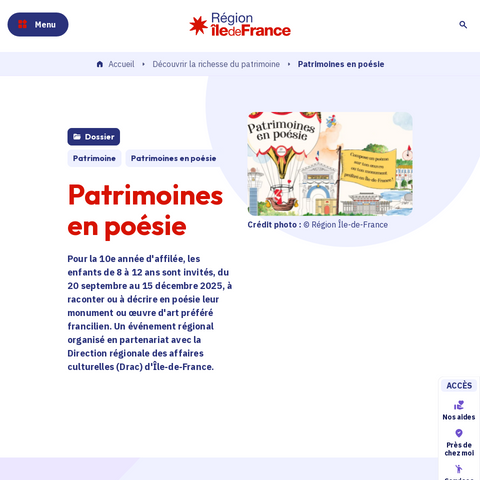 Capture d'écran du site de l'annonce