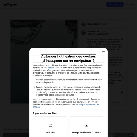 Capture d'écran du site de l'annonce