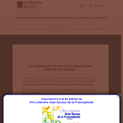 Capture d'écran du site de l'annonce