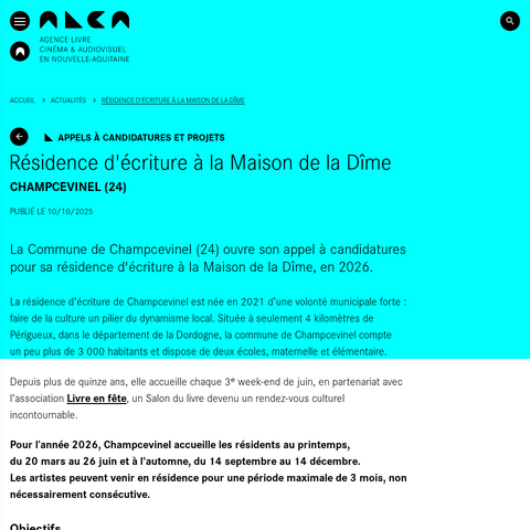 Capture d'écran du site de l'annonce