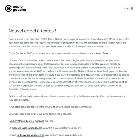 Capture d'écran du site de l'annonce