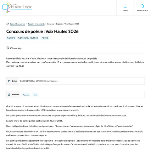Capture d'écran du site de l'annonce