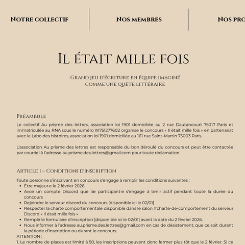 Capture d'écran du site de l'annonce