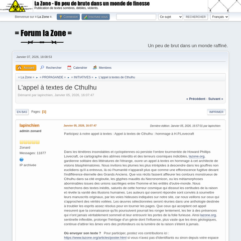 Capture d'écran du site de l'annonce