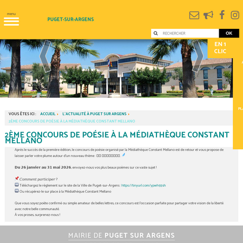 Capture d'écran du site de l'annonce