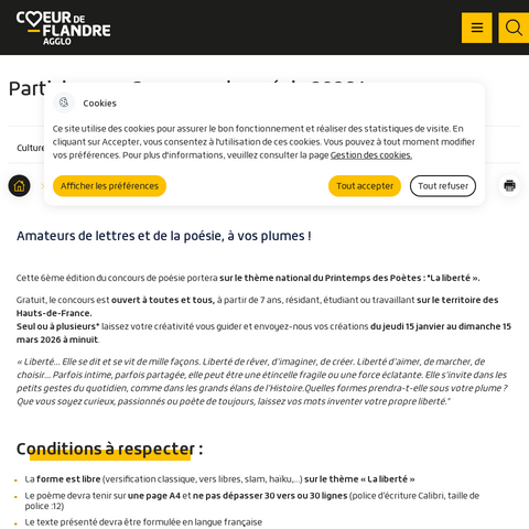Capture d'écran du site de l'annonce