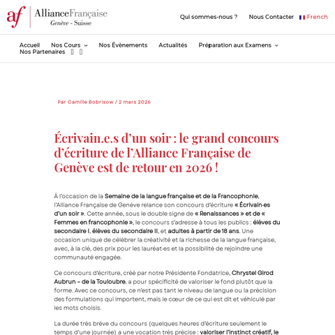 Capture d'écran du site de l'annonce