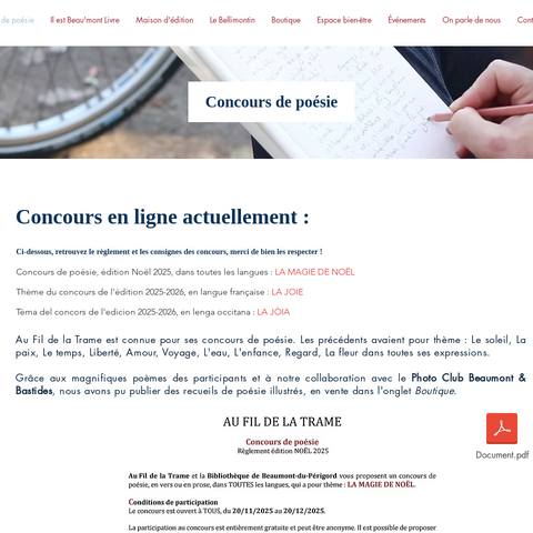 Capture d'écran du site de l'annonce
