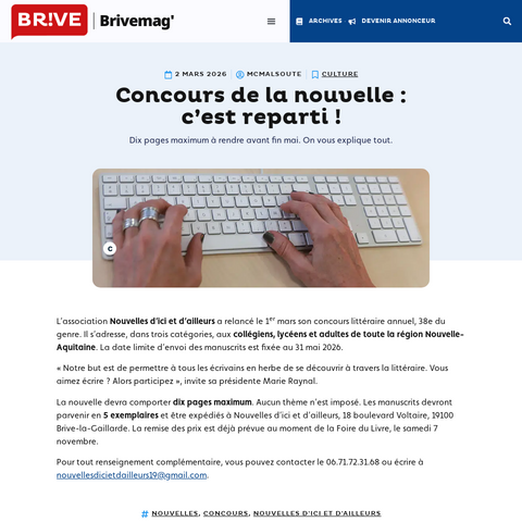 Capture d'écran du site de l'annonce