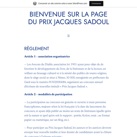 Capture d'écran du site de l'annonce