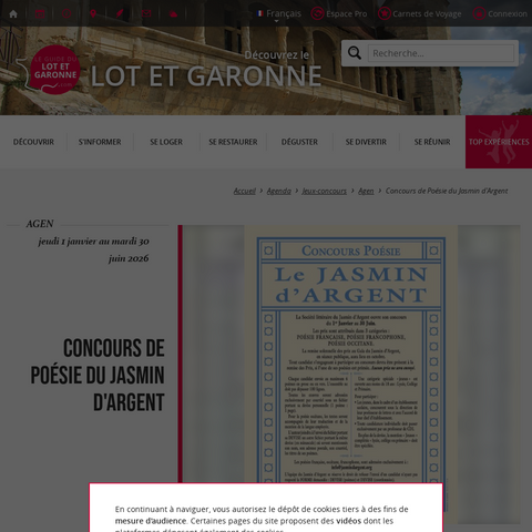 Capture d'écran du site de l'annonce