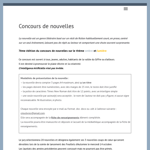 Capture d'écran du site de l'annonce