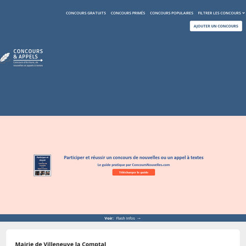 Capture d'écran du site de l'annonce