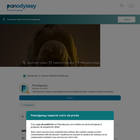Capture d'écran du site de l'annonce